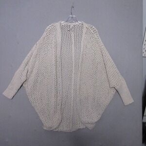 Melissa McCarthy Sweater Cardigan Plus‎ 2X Beige Open Knit Coastal Relaxed Fit